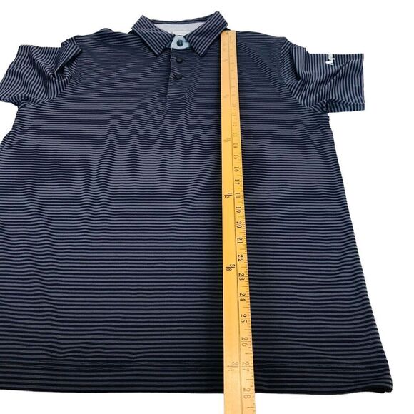 Aquascutum Golf Polo Shirt Mens Size M Grey Fitted Striped Short Sleeve Trim - Picture 15 of 16